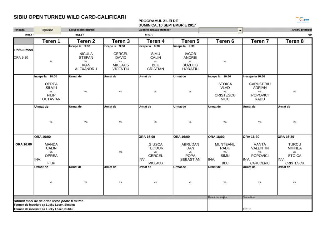 tablou wild card final sibiu open-2